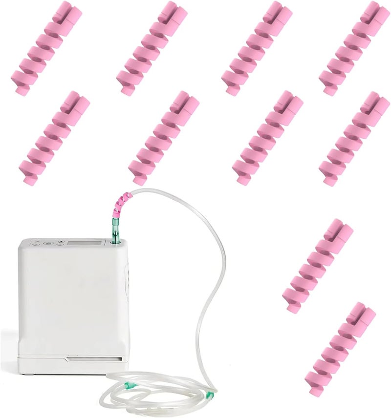Vakerga New Upgrade 10 Pack Oxygen Tube Support Crimp Straightener Oxygen Tubing Accessories for Oxygen Hose Keep Oxygen Hose from Kinking（Pink - Image 1